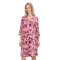 Sommerkleid CARTOON "Cartoon Sommerkleid mit Muster", Damen, Gr. 36, Normalgrößen, cream, schwarz pink, Obermaterial: 55% Leinen, 45% Viskose., modisch, lässig geschnitten kurz, U-Boot-Ausschnitt, Kleider, Material