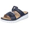 Keilpantolette RIEKER, Damen, Gr. 43, blau (nachtblau), Lederimitat, unifarben, casual, Schuhe, Sommerschuh, Strandschuh, Keilabsatz, mit zwei Klettverschlüssen
