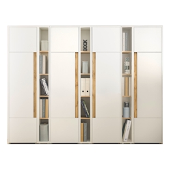 Furn.Design Aktenschrank Set in weiß und Wotan Eiche 4 x Stauraumschrank und 3 x Regal für Homeoffice 260 cm Center Image