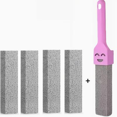 TEMU 5pcs Toilet Brush Bathroom Cleaning Stone With Handle Tile Sink Bathtub Lime Spot Iron Removal Cleaning Tool Image