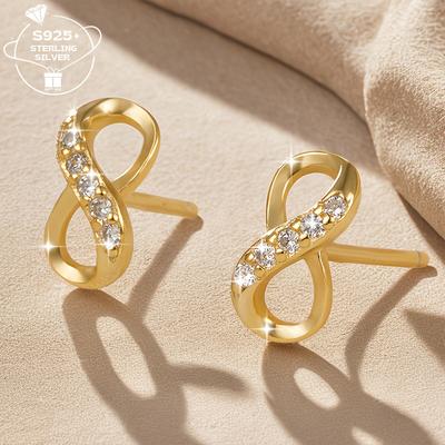 TEMU A Pair Of 925 Silver Minimalist Fashion Earrings - Lightweight And Elegant - Daily , Work, Or Dates, Making For A Very Exquisite And Accessory. Image