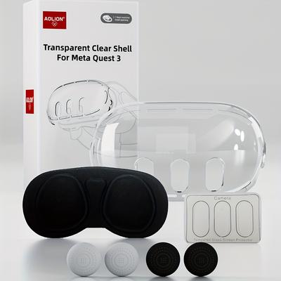 TEMU 3 Vr Headset Accessory Kit: Abs Protective Case, Lens Cover, Tempered Glass Screen Protector & Pads - With Ventilation Slits Image