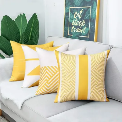 Gelb weiß geometrische kurze Plüsch Kissen bezug Sofa Kissen bezug Home Dekoration kann für Sie Image