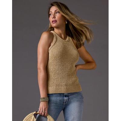 Boston Proper - Sesame Neutral - High Neck Sweater Tank Top - Large