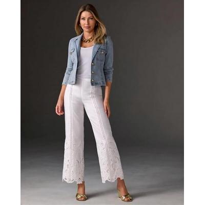 Boston Proper - White - Malibu Floral Eyelet Scallop Pant - 0