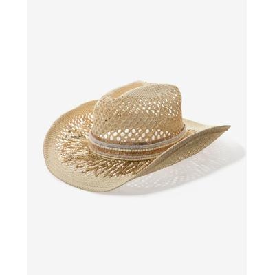Boston Proper - Natural Neutral - Sequin and Embroidered Trim Western Hat