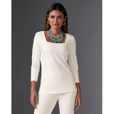 Boston Proper - Ivory Coast White - Beyond Travel Three Quarter Sleeve Top - XS