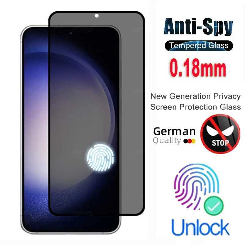 1–3 Stück Fingerabdruck-Entriegelung, Privatsphäre, Anti-Spionage-Pipiing, 0,2 mm, 9H gehärtetes Glas für Google Pixel 9 10 Pro XL Displayschutzfolie Image