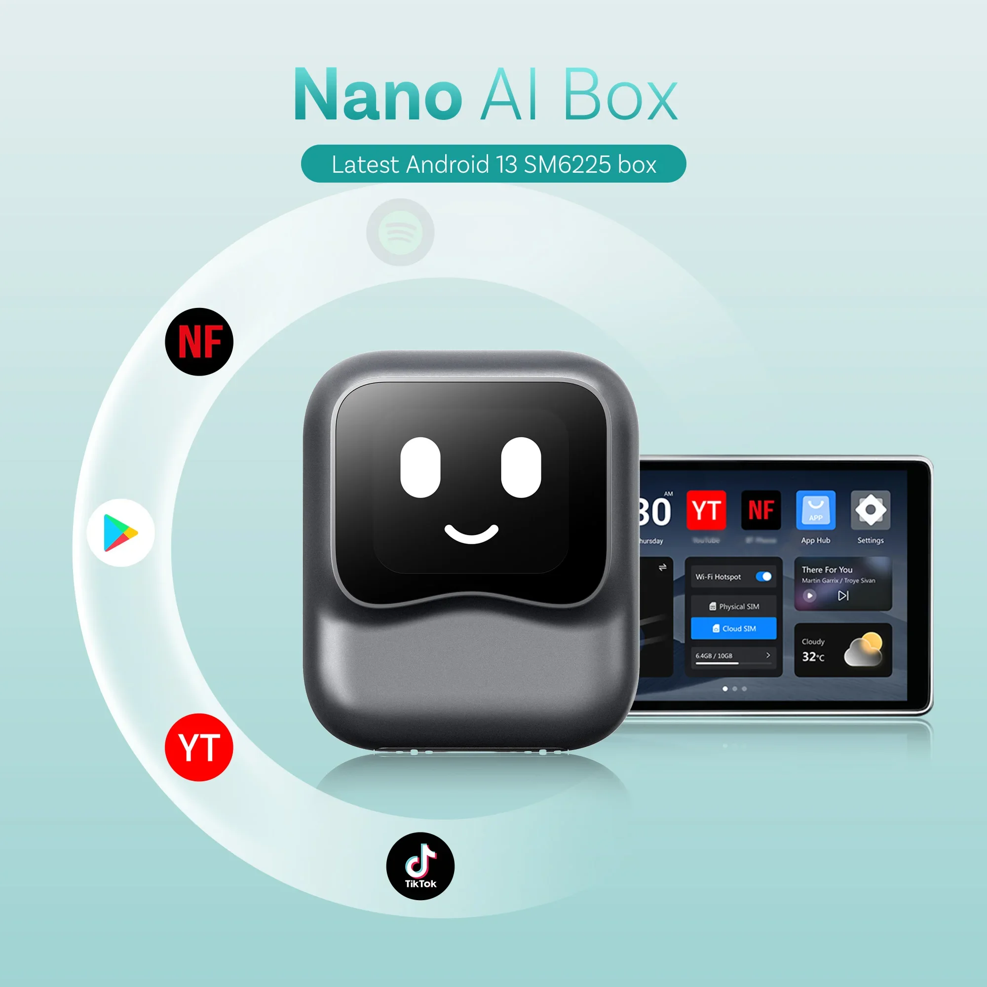 OTTOCAST Ottaibox Nano Android 13 Wireless CarPlay Android Auto AI Box für Netflix Autozubehör für Benz Audi VW Ford Toyota Image