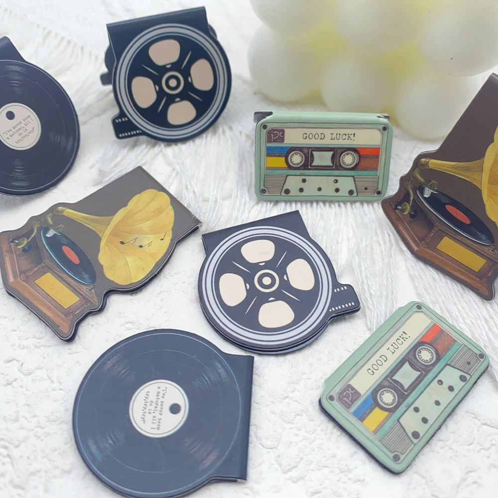 4 stücke Retro Medien Magnetische Lesezeichen Schule Schreibwaren Lesen Seiten Bücher Anmerkungen DIY Ästhetische Kreative Lesezeichen Image