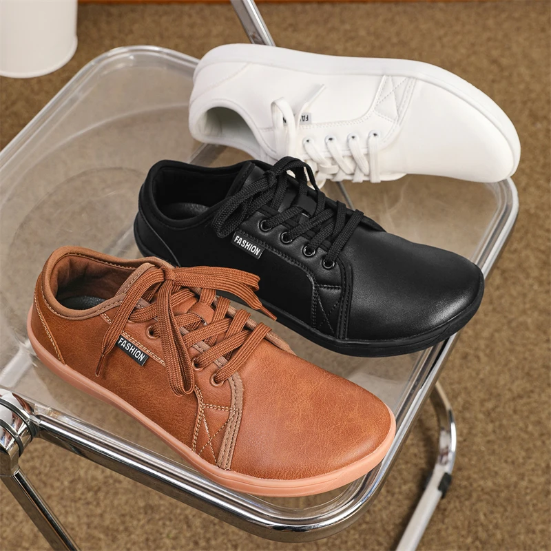 Minimalistischer Schuh, Größe 37–48, für Herren und Damen, breiter Zehenbereich, Barfuß, lässig, Kunstleder, leichte Wander-Sportschuhe Image