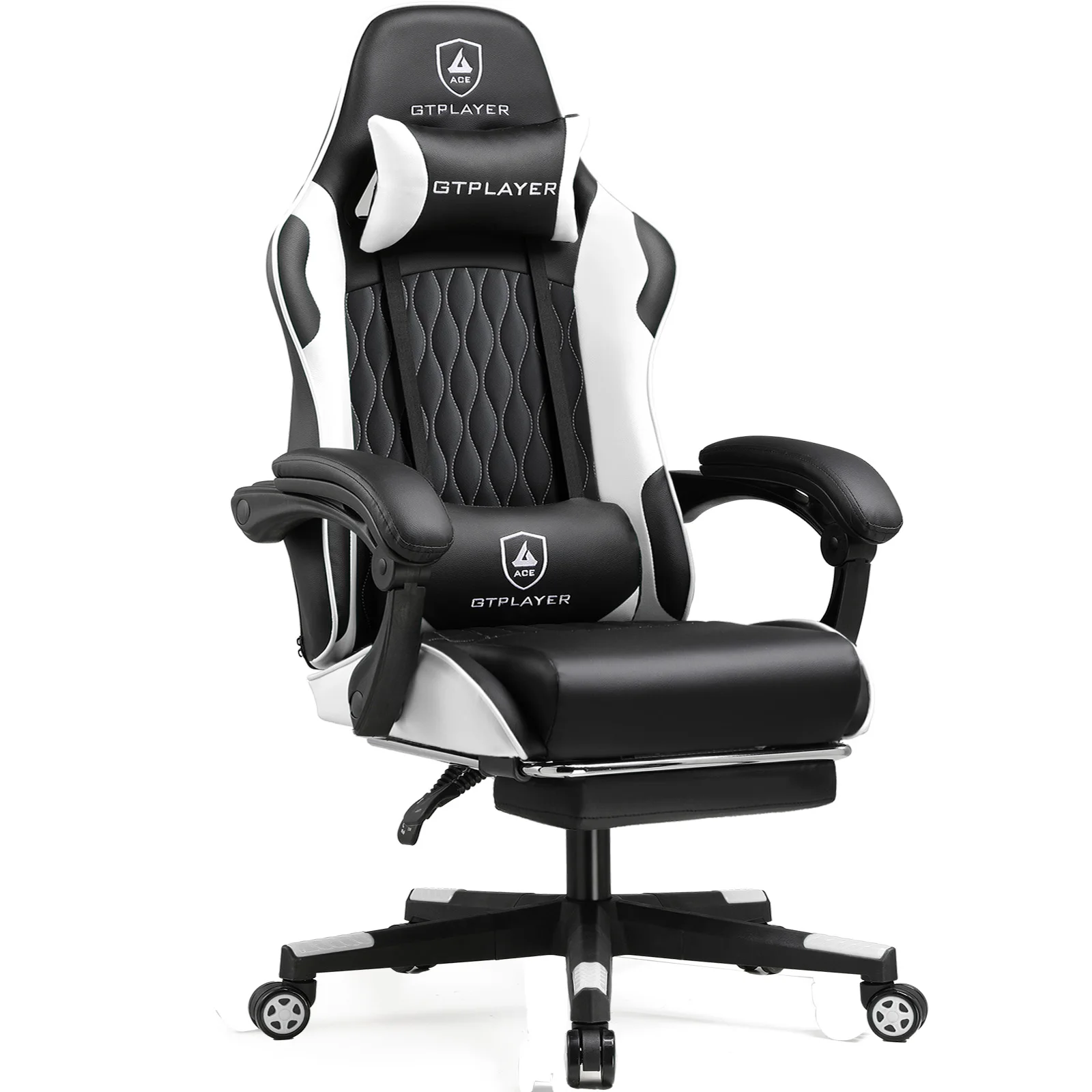 GTPLAYER Gaming Stuhl, Gamer Stuhl, Ergonomischer Bürostuhl mit Fußstütze Verstellbare Lenden und Kopfkissen, Gaming Chair