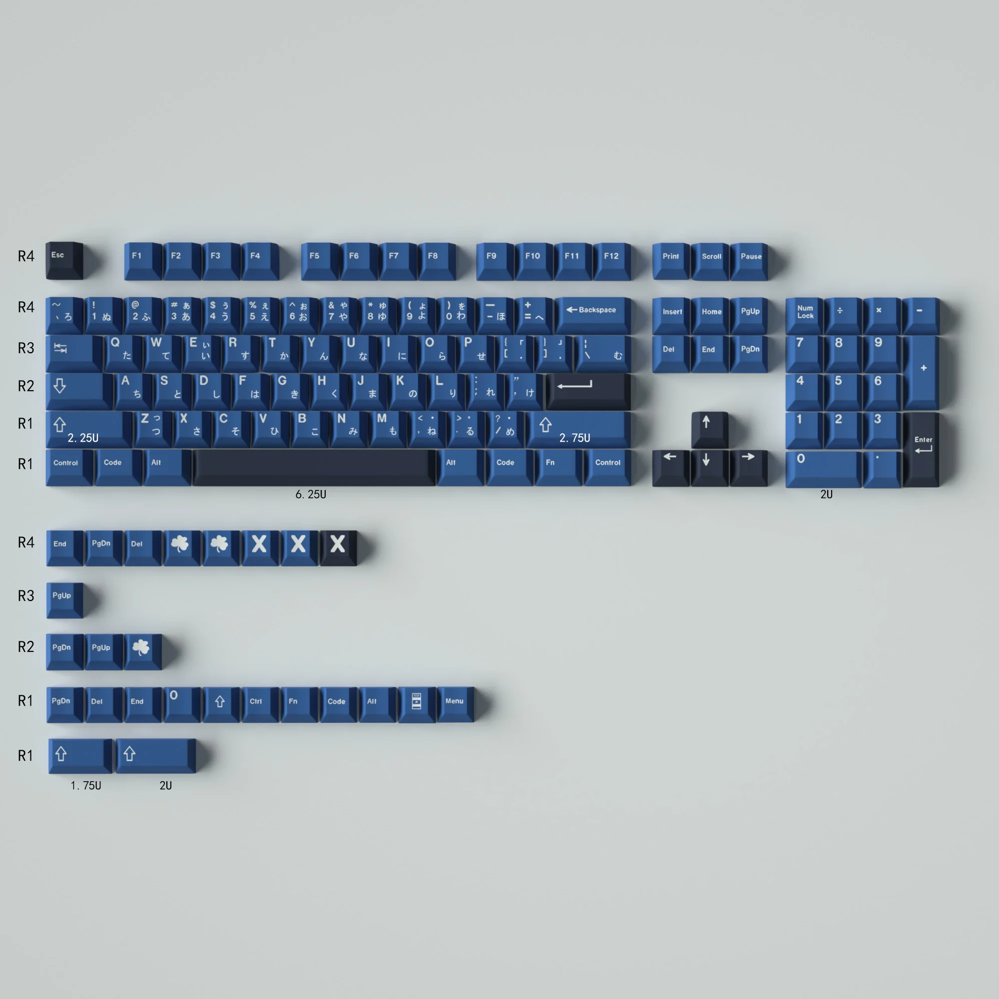 129 Tasten GMK Striker R1 Blaues Tastenkappen-Set Japanisches PBT DYE-SUB Kirschprofil-Tastenkappen für mechanische Tastatur-Tastenkappen 64/87 Image
