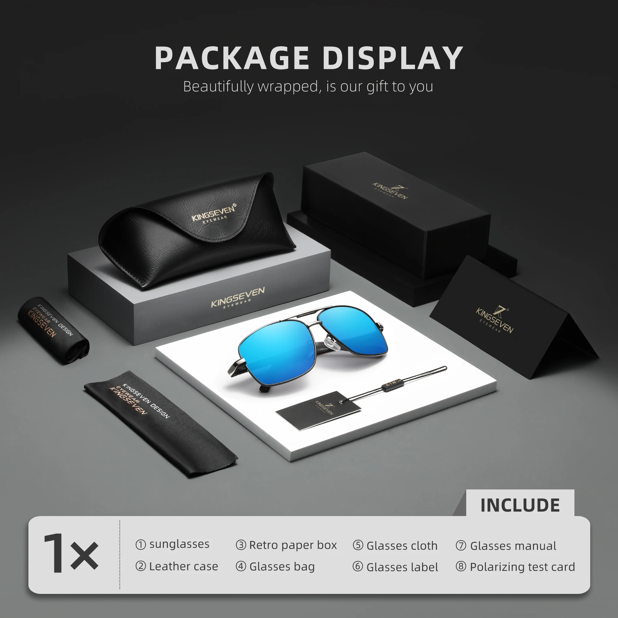 KINGSEVEN Marke Klassische Sonnenbrille Männer Pilot Polarisierte UV400 Frauen Mode Gläser Trendy Fahren Rechteck Rahmen Brillen Image