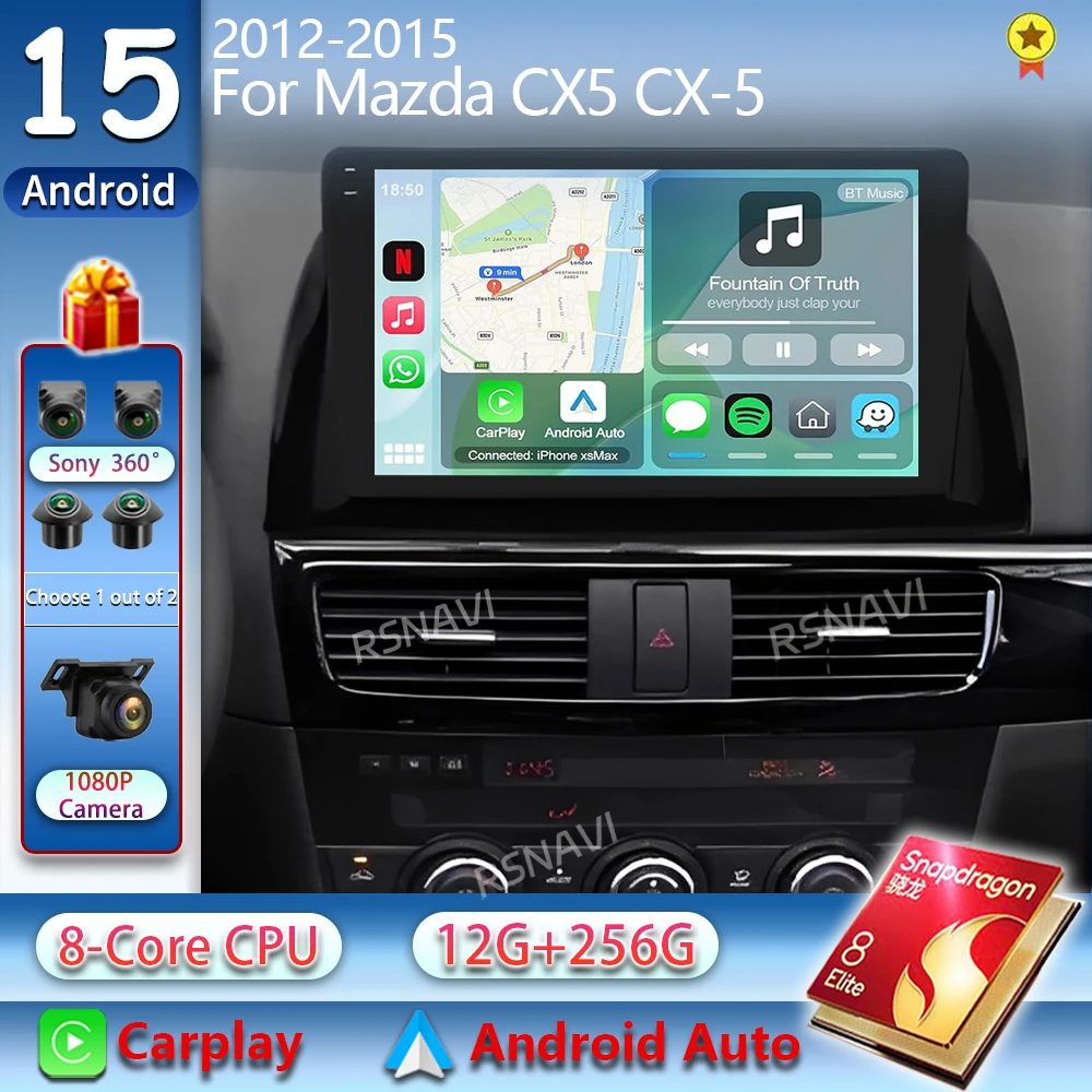 Android 16 Carplay Autoradio für Mazda CX5 2011 - 2016 CX-5 CX 5 Navigation GPS Multimedia Player Stereo Video DVD WIFI+4G