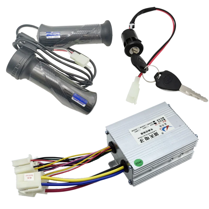 12V 24V 36V 48V 250W 350W 500W 800W 1000W Motorregler mit gebürsteter Geschwindigkeitsregelung und Drosselknopf für Elektrofahrräder Image