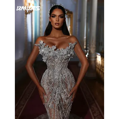 Solemn Crystal Prom Dress 2025 Charming Sleeveless Beaded Party Dress Luxurious Mermaid Floor-Length Evening Gowns Customized