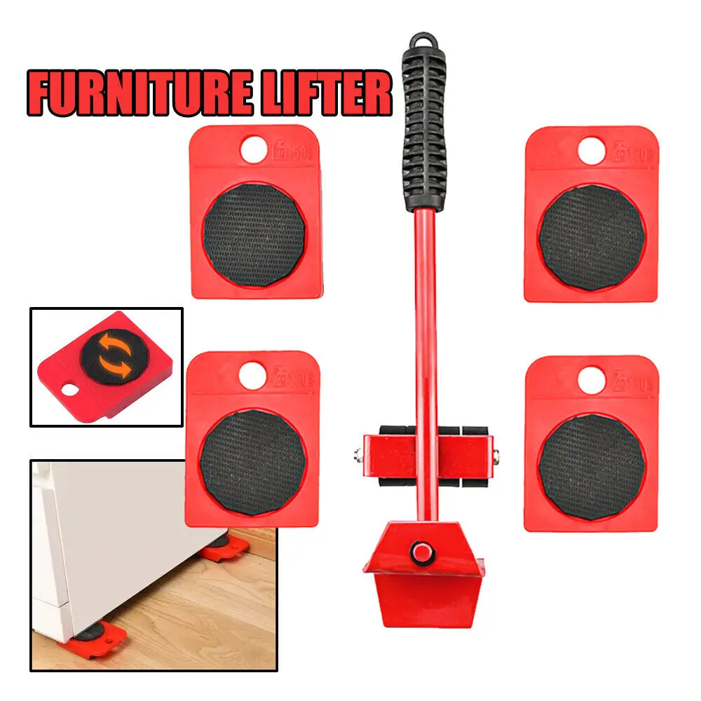 New 5PCS Heavy Duty Furniture Lifter Furniture Mover Set Easy Move Roller Rollers Mover Washing Machine Refrigerator Transport