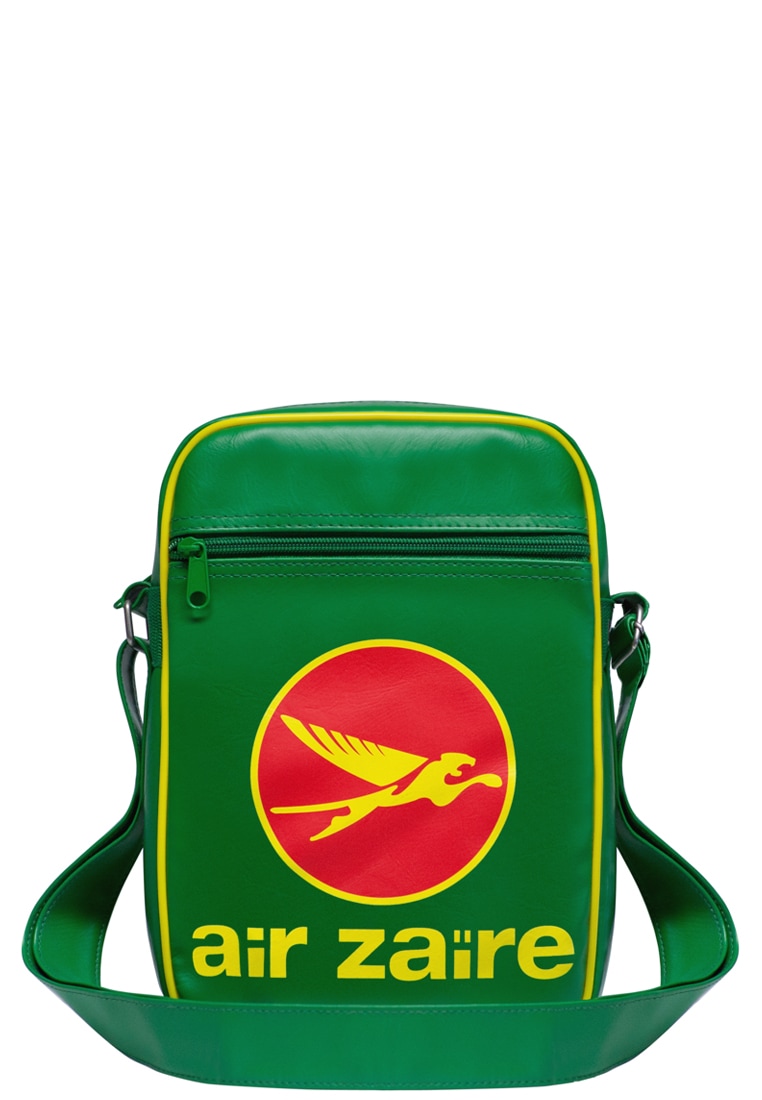 Schultertasche LOGOSHIRT "Air Zaire Airways", Damen, Gr. B/H/T: 8,5cm x 31,5cm x 20,5cm, grün, Lederimitat, mehrfarbig, Taschen Schultertasche, mit Air Zaire Airways-Frontprint