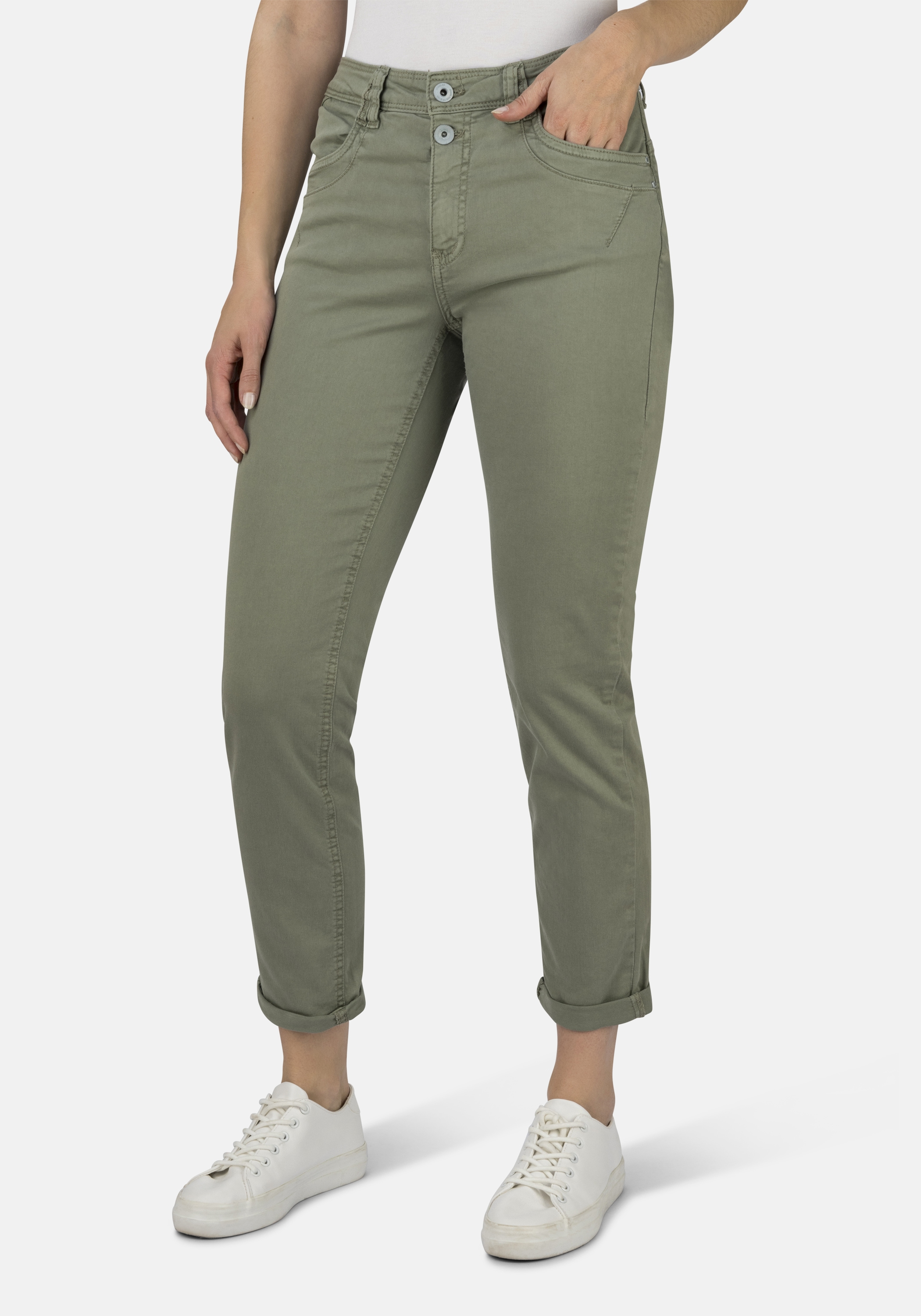 Boyfriend-Jeans STOOKER WOMEN "Davos Colour Denim Boyfriend Fit Jeans", Damen, Gr. 48, Länge 28, grün (grün tea), Denim/Jeans, 97% Baumwolle, 3% Elasthan, lässig geschnitten lang, Jeans, Jeans Boyfriend Fit Casual Denim Lässige Passform für Damen