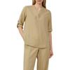 Klassische Bluse S.OLIVER, Damen, Gr. 40, braun (schwarz sand), Obermaterial: 52% Leinen, 48% Viskose, unifarben, casual, regular fit taillenbedeckt, Rundhals, 3/4-Ärmel Aufschlag, Blusen, mit Turn-up