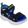 Sandale SKECHERS "RAZOR SPLASH-AQUA BUDDIES", Kinder, Gr. 31, schwarz (schwarz, blau), Lederimitat, kontrastfarbene Details, sportlich, Schuhe, Sandale mit Klettverschluss, waschbar, Größenschablone zum Download