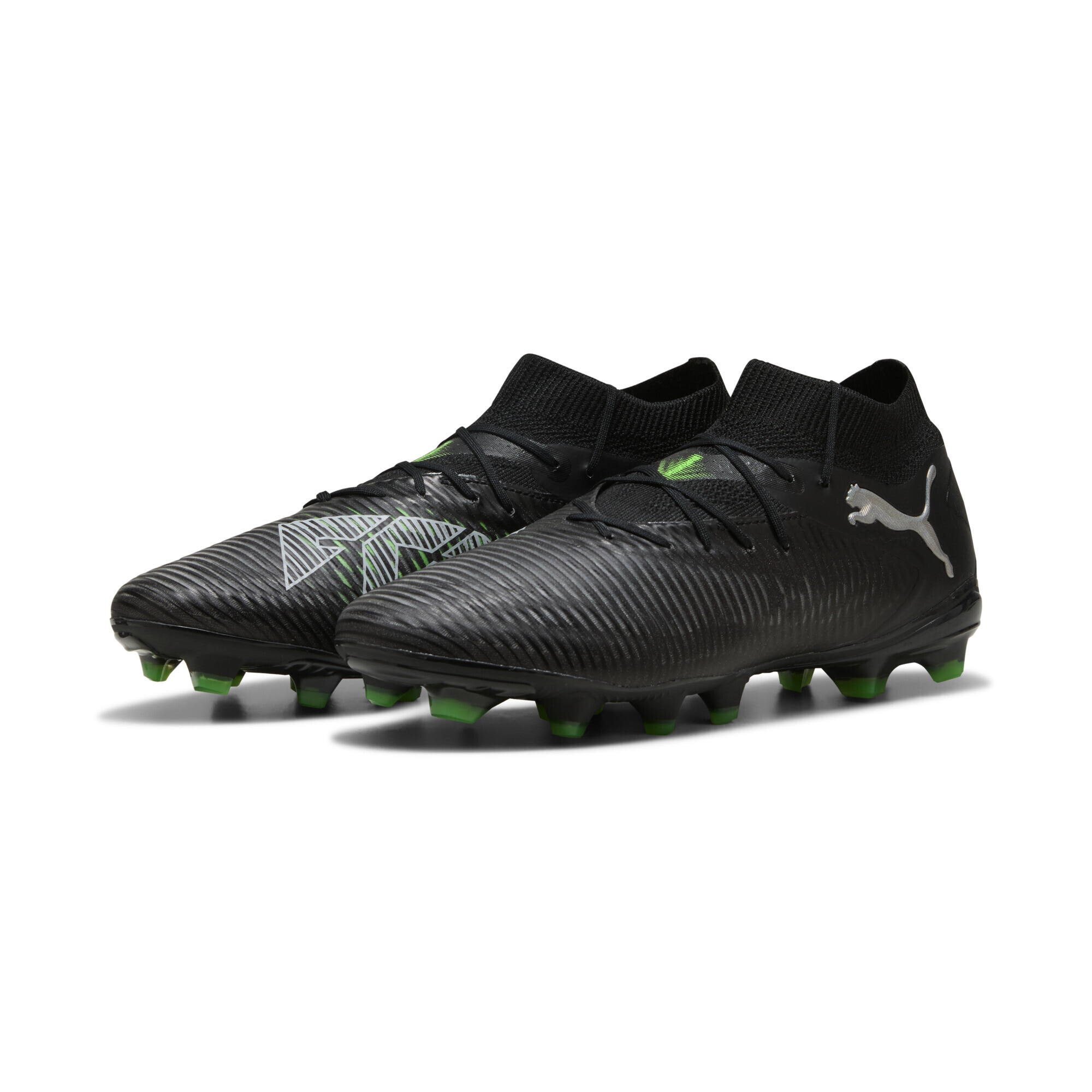 Fußballschuh PUMA "FUTURE 8 PRO FG/AG Fußballschuhe Erwachsene", Gr. 42.5, grün (schwarz cool light gray fluo grün), Obermaterial: Synthetik, Textil; Futter: Synthetik, Textil; Innensohle: Textil; Laufsohle: Synthetik, Schuhe