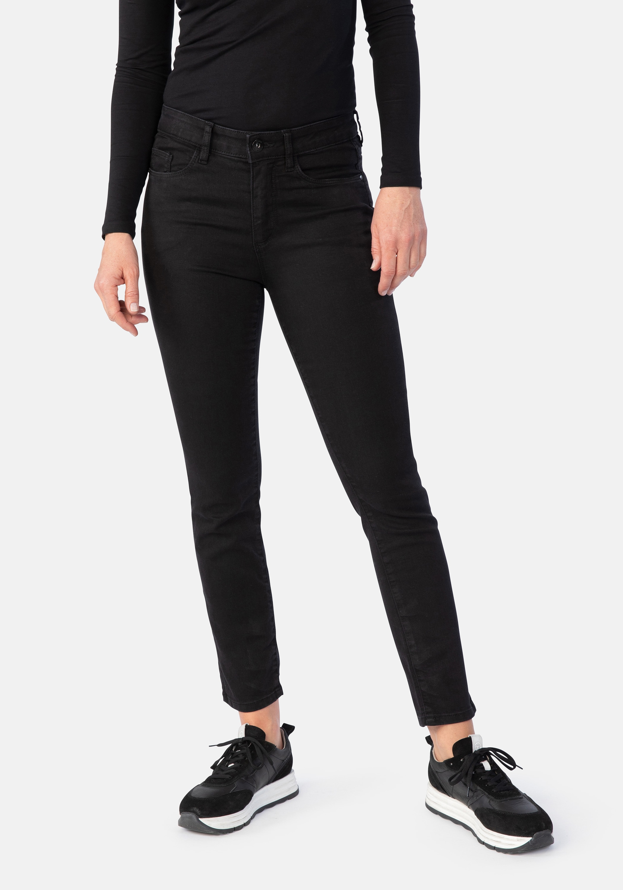 5-Pocket-Jeans STOOKER WOMEN "Florenz Denim Slim Fit", Damen, Gr. 46, Länge 32, schwarz (schwarz denim), Denim/Jeans, 82% Baumwolle, 17% Polyester, 1% Elasthan, slim fit lang, Jeans 5-Pocket-Jeans, Slim Fit Casual Clean Wash Denim Jeans für Damen