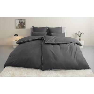Bettwäsche "Nayara", grau (anthrazit), B/L: 155cm x 220cm, , Renforcé, B/L: 80cm x 80cm, Renforcu00e9, Obermaterial: 100% Baumwolle, LEGER HOME BY LENA GERCKE, Bettwäsche, in Gr. 135x200 oder 155x220 cm, Bettwäsche mit Piping/Paspel Image