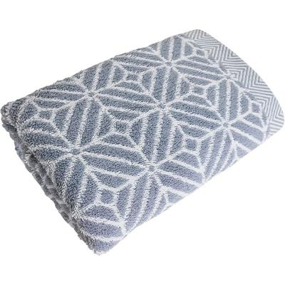 Duschtuch FRAMSOHN FROTTIER "Design Jaquard Raute Badetuch", weiß (graphit, weiß), B:67cm L:140cm, Jacquard-Walkfrottier, Obermaterial: 100% Baumwolle, Handtücher (Packung), mehrfarbig gewebtem Saum, hergestellt in Österreich Image