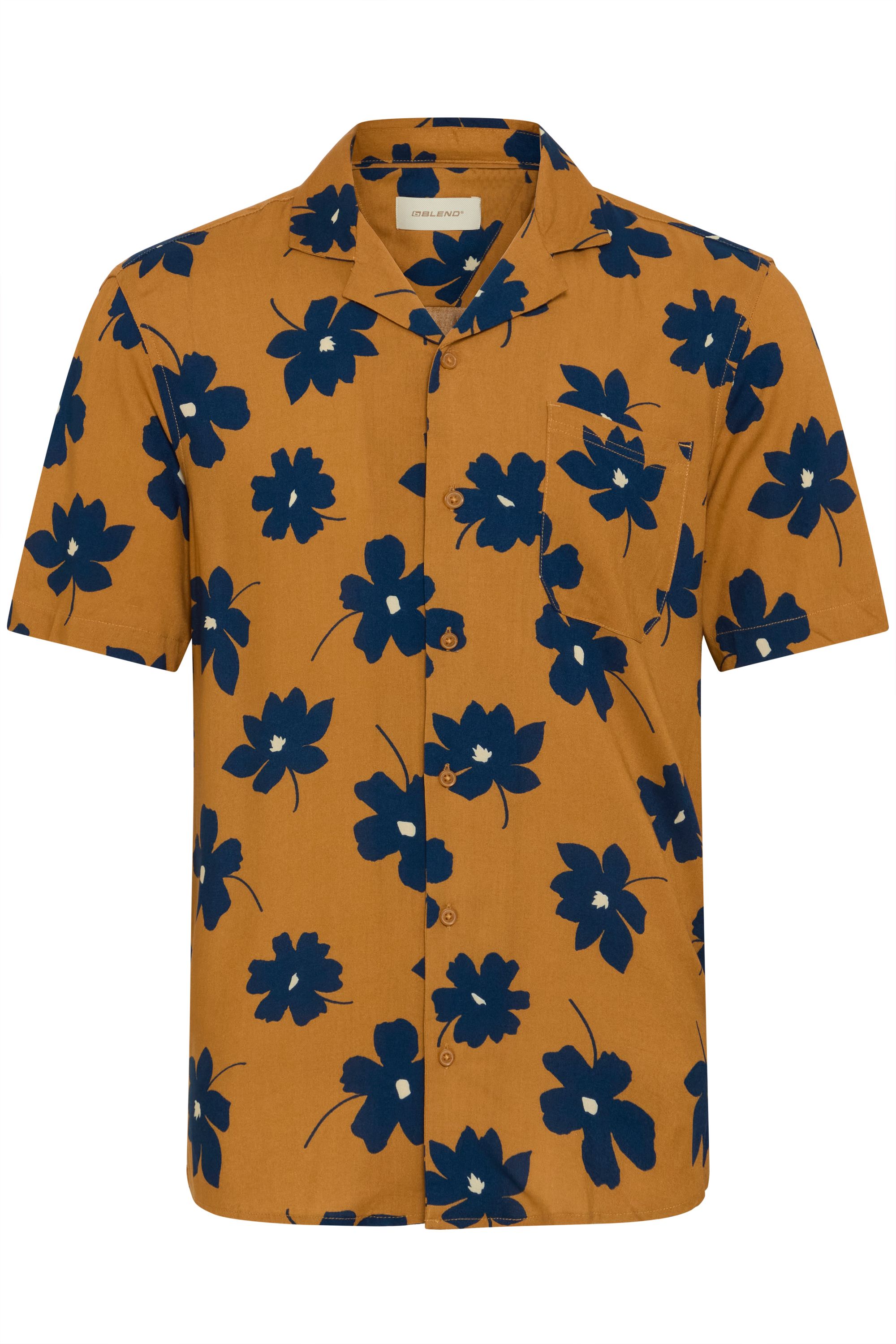 Kurzarmshirt BLEND "Kurzarmhemd BHADAN", Herren, Gr. XL, braun (braun sugar), Obermaterial: 100% Viskose CV., Hemden