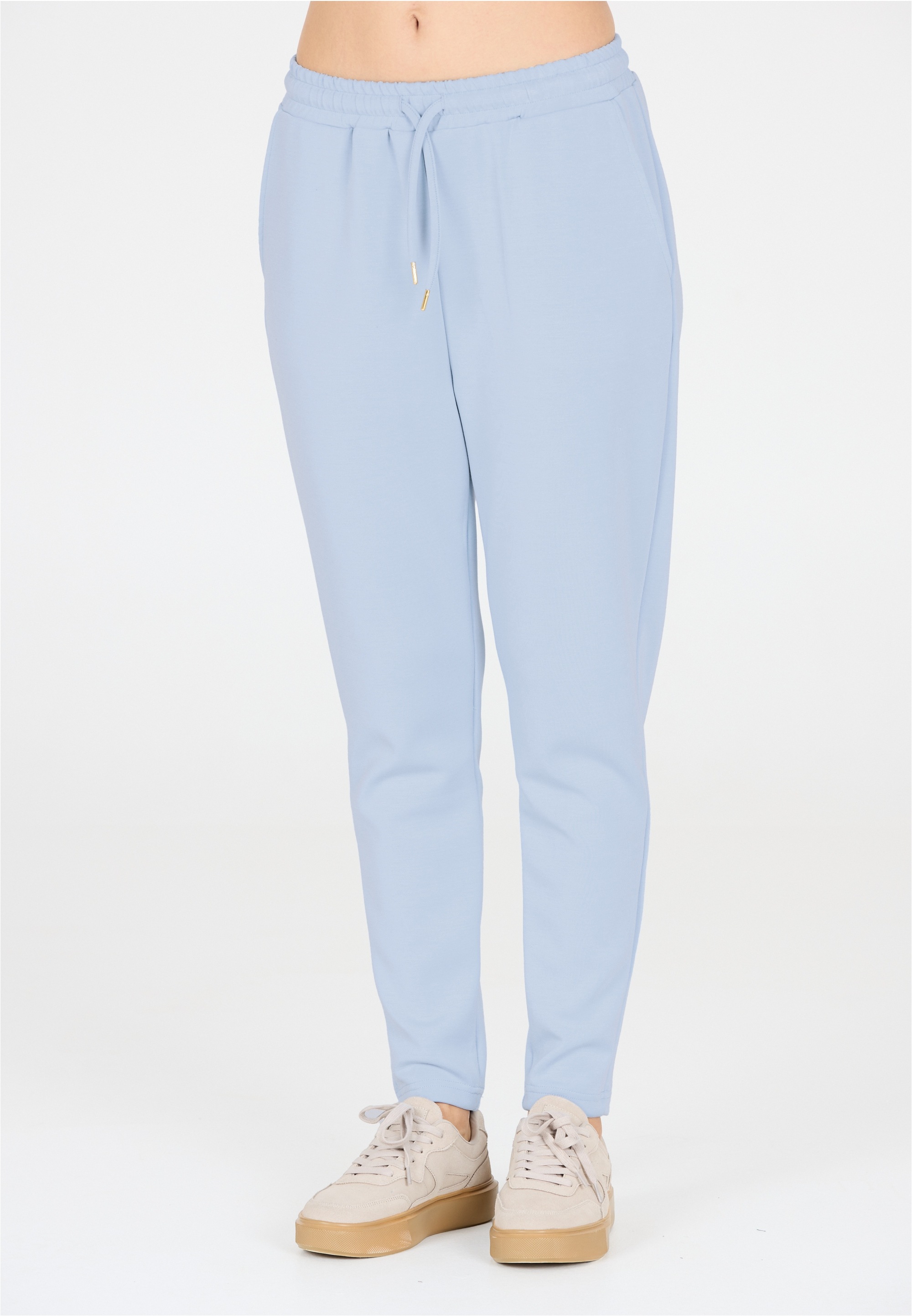 Sweathose ATHLECIA "Jacey", Damen, Gr. 34, EURO-Größen, blau (hell, denim), 51% Polyester, 44% Modal, 5% Elasthan, unifarben, lang, Hosen Sweathose, aus weichem Modalmix