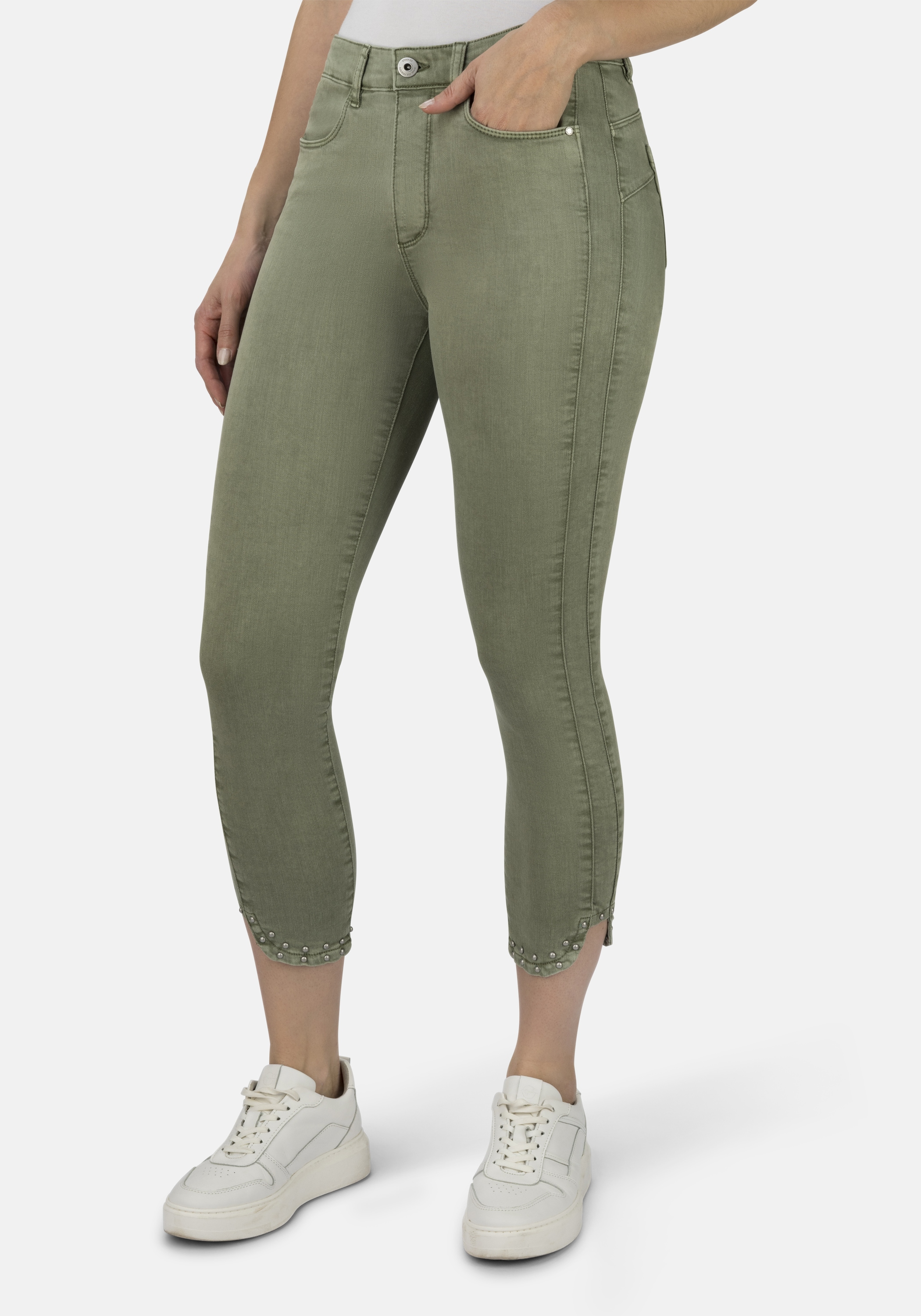 5-Pocket-Jeans STOOKER WOMEN "Skinny Fit Rio Denim", Damen, Gr. 40, Länge 26, grün (grün tee), Denim/Jeans, 98% Baumwolle, 2% Elasthan, skinny fit 7/8-Länge, Jeans 5-Pocket-Jeans, Skinny Fit Casual Clean Wash Denim Jeans Magic Shape Effekt für Damen