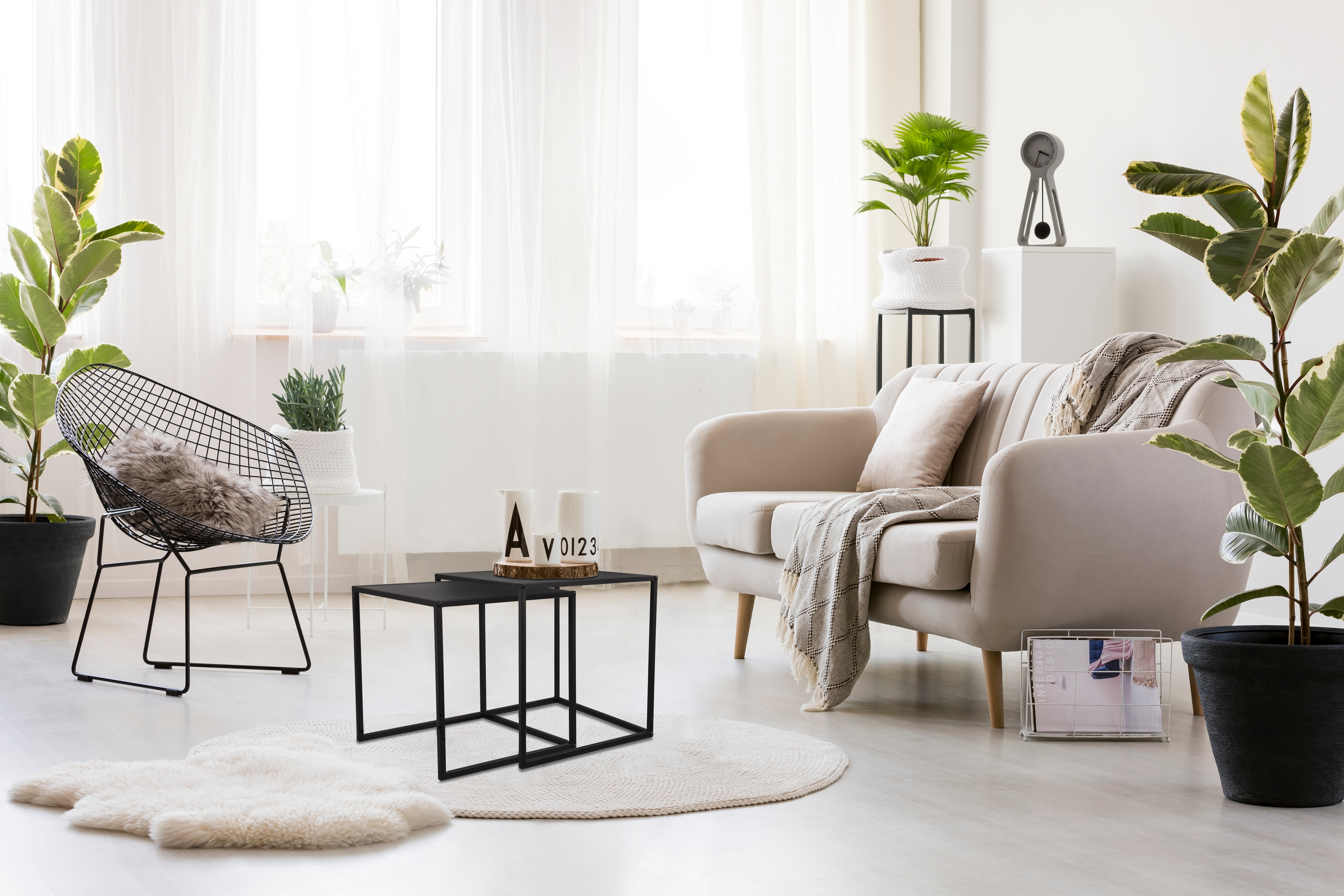 Beistelltisch MIRRORS AND MORE "Judy", schwarz (schwarz, schwarz, schwarz), B:40cm H:40cm T:40cm, Tische, schwarzes Metallgestell