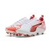 Fußballschuh PUMA "ULTRA 5 PRO FG/AG Fußballschuhe Jugendliche", Kinder, Gr. 33, weiß schwarz glowing rot, Obermaterial: Textil, Synthetik; Futter: Textil, Synthetik; Innensohle: Textil; Laufsohle: Synthetik, Schuhe