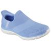 Slip-On Sneaker SKECHERS "VIRTUE-SLEEK", Damen, Gr. 40, blau (hellblau), Textil, casual, Schuhe, Slipper, Freizeitschuh mit gepolstertem Heel-Pillow Fersenkissen