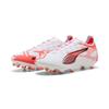 Fußballschuh PUMA "ULTRA 5 PRO FG/AG Fußballschuhe Erwachsene", Gr. 45, weiß schwarz glowing rot, Obermaterial: Synthetik, Textil; Futter: Synthetik, Textil; Innensohle: Textil; Laufsohle: Synthetik, Schuhe
