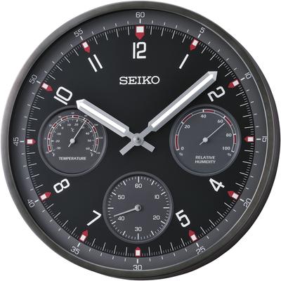 Wanduhr SEIKO, schwarz, Wanduhren, H: 4,9cm, Quarzuhr,Leuchtzeiger,Wohnzimmer,Esszimmer,Küche,Arbeitszimmer,Flur Image