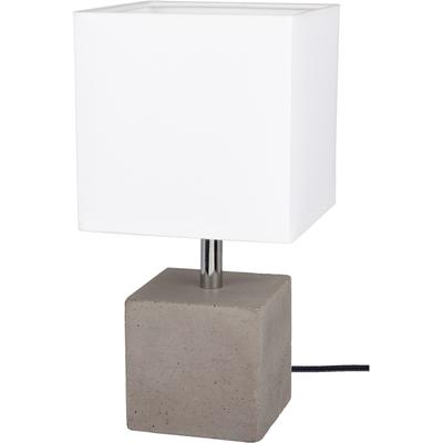 SPOT LIGHT Tischleuchte "STRONG", grau (grau, weiß), H: 30cm, Lampen, Echtes Beton - handgefertigt, Lampenschirm aus Stoff, Naturprodukt Image