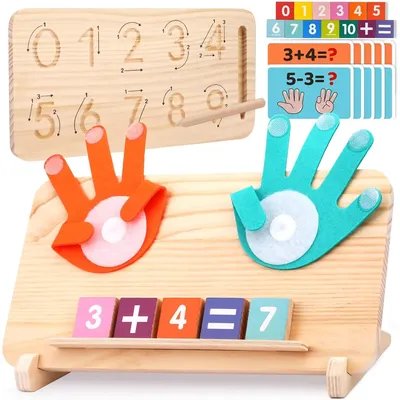 Montessori Learning Toys Toddlers Double-Sided Finger Tracing Board Number Blocks Wood Educational