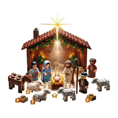Easter Nativity Scene Building Ornament Easter Nativity Scene Block Craft Ornament Nativity Block