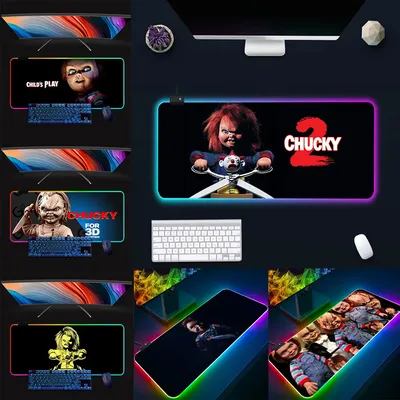 Horror Chucky Doll RGB Pc Gamer Keyboard Mouse Pad Mousepad LED Glowing Mouse Mats Rubber Gaming