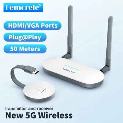 Lemorele USB/HDMI Wireless Video Transmitter & HDMI/VGA Receiver Extender Display Adapter Dongle for