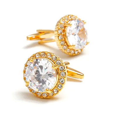 Cufflinks for Men TOMYE XK24043 Luxury Big Zircon Copper Round Wedding Jewelry Cuff Links Dress