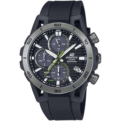 Chronograph CASIO EDIFICE, schwarz (neongrün, schwarz), Armbanduhren, Herren, Armbanduhr, Solar, Herrenuhr, Edelstahlarmband, analog, Tag Image