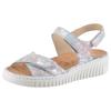 Plateausandale WALDLÄUFER "H-WILLOW", Damen, Gr. 5,5 (38,5), silberfarben multi, Nubukleder, metallic, klassisch, Schuhe, Klettschuh, Sommerschuh, Bequemschuh in Komfortweite H (= sehr weit)