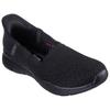 Slip-On Sneaker SKECHERS "SEAGER-BELIEVE IT", Damen, Gr. 38, schwarz, Textil, unifarben, modisch, Schuhe, Slipper, Reha Schuh mit Handsfree Slip-ins Funktion, Topseller