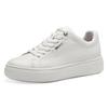 Plateausneaker TAMARIS, Damen, Gr. 42, weiß, Leder, sportlich, Schuhe, Freizeitschuh, Halbschuh, Schnürschh mit Wechselfußbett