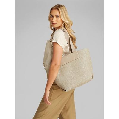 Shoulder Shopping Tote Bag in Dual Fabric