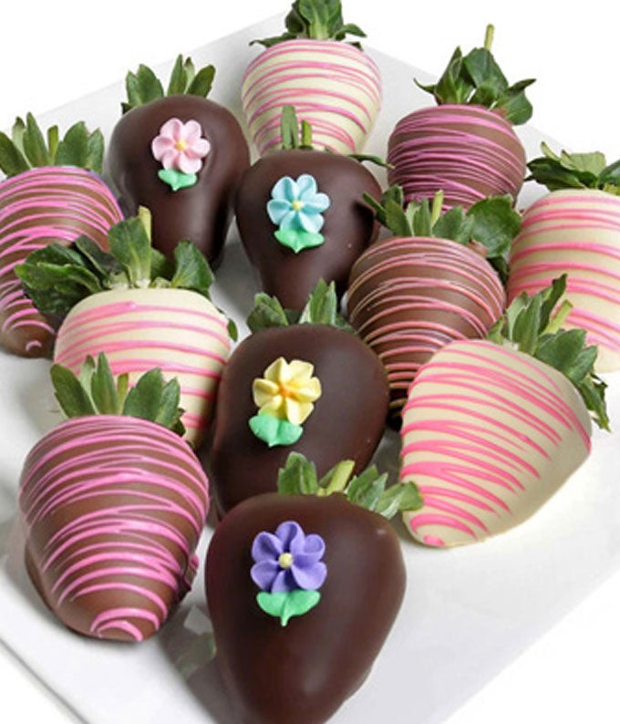 Send Flowers - Chocolate Covered Floral Strawberries - 6 Pieces